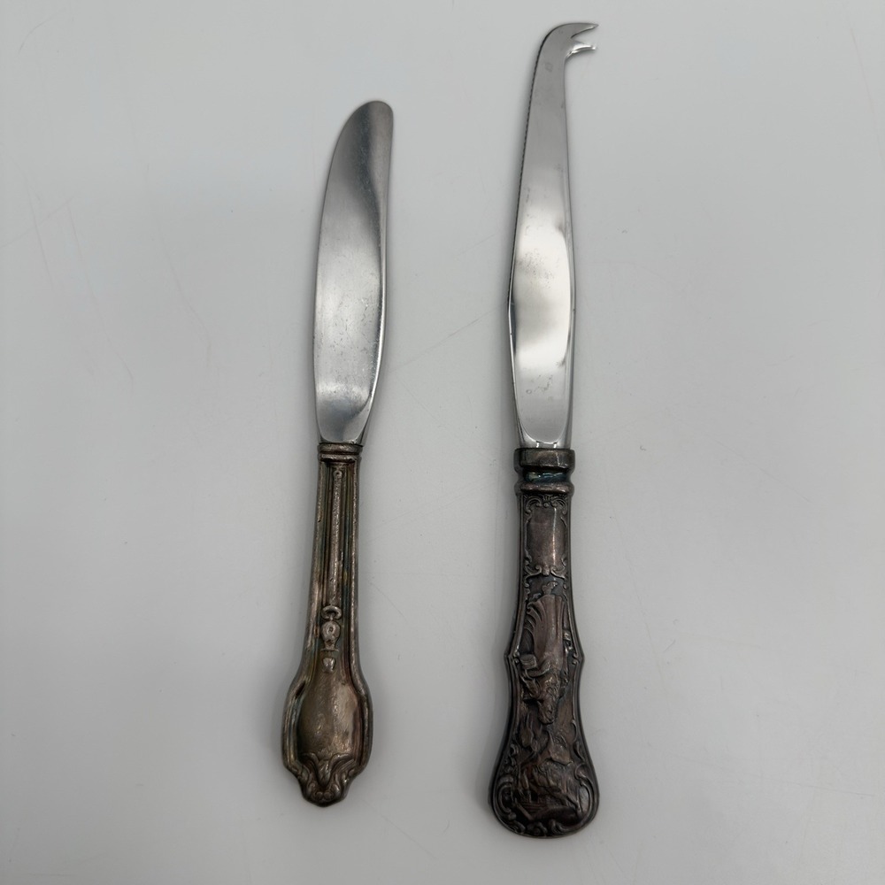 Vintage David Anderson Cheese Knife Pewter & Theodor Olsens Spread Knife Norway‎